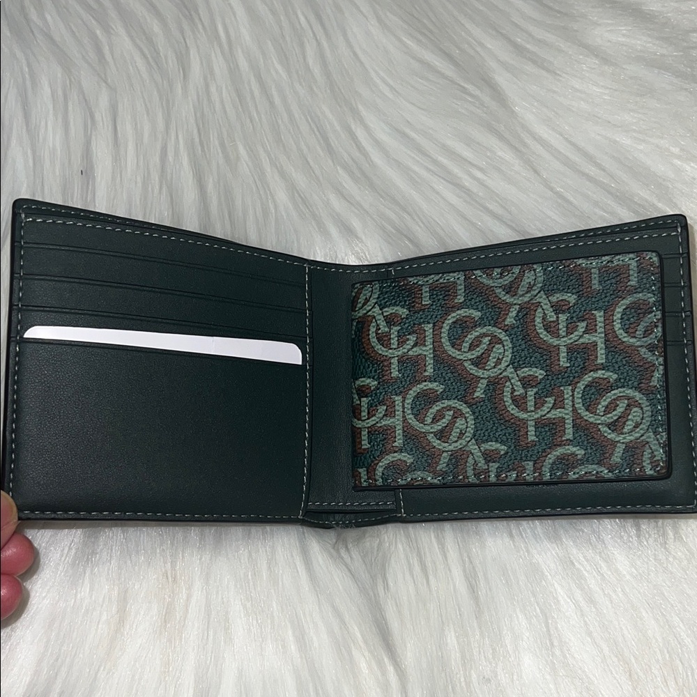 Coach Men's Green and Brown Patterned Wallet - Picture 3 of 6